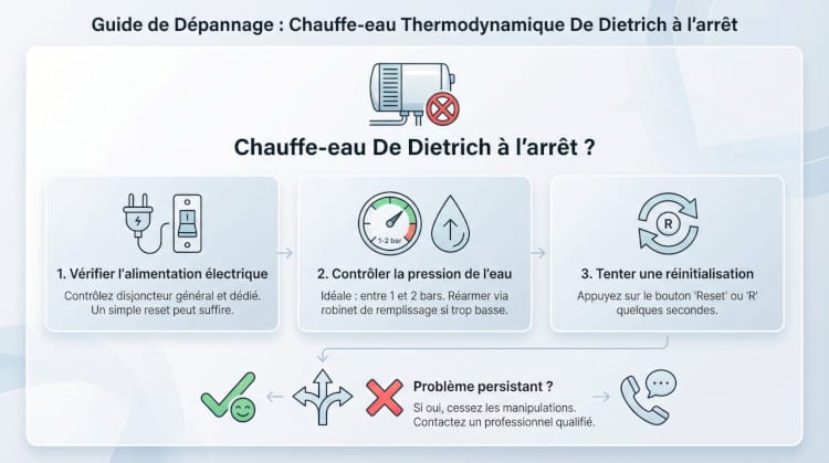 Guide de dépannage chauffe-eau thermodynamique De Dietrich à l'arrêt
