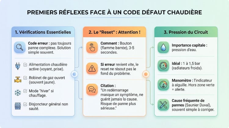 Premiers réflexes suite à un code erreur sur chaudière Saunier Duval