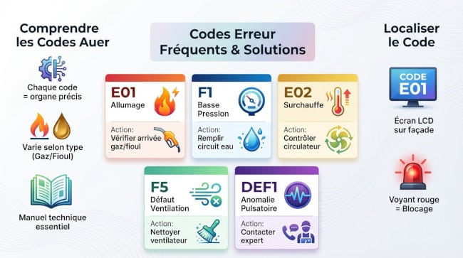 Codes d'erreur fréquents sur une chaudière Auer