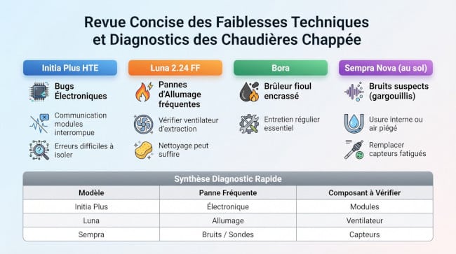 Diagnostic codes erreur chaudière Chappée par modèle
